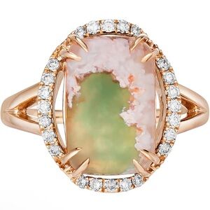 🌟 NWT ✨LeVian Rose Gold Ring with Green and Pink Stone sz 7